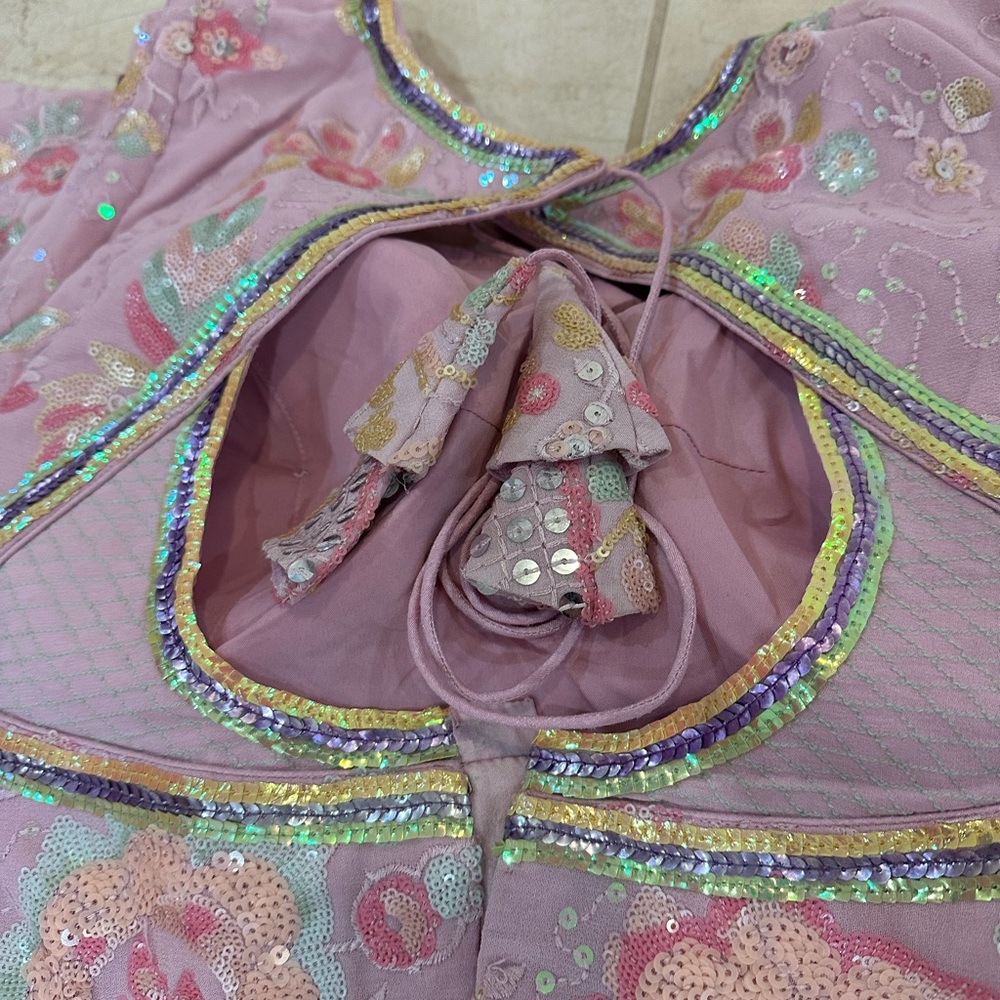 Embroidered Pink Lehenga Set - Picture 7 of 15